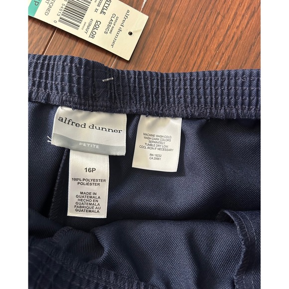 Alfred Dunner Classics Womens Petite Casual Navy Blue Elastic Waist Pants 16P - Picture 7 of 8